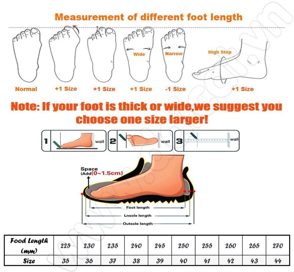 Bảng kích thước giày Warrior tiêu chuẩn