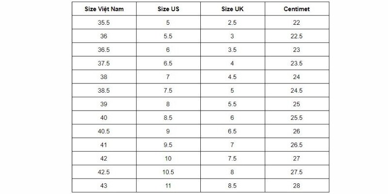 Bảng quy đổi kích cỡ giày Nike chi tiết, giúp người đọc chọn size giày chuẩn xác