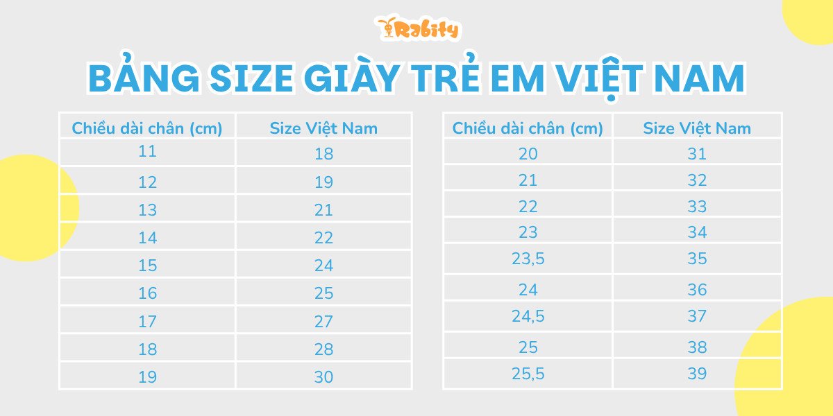 Bảng quy đổi kích thước giày cho trẻ em Việt Nam, hỗ trợ chọn giày cho bé gái 3 tuổi