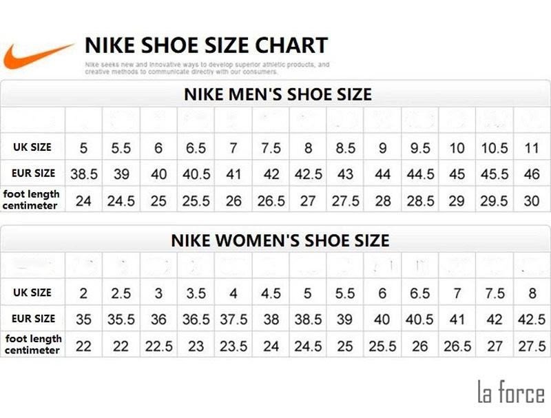 Bảng quy đổi size giày Nike nam theo chuẩn UK