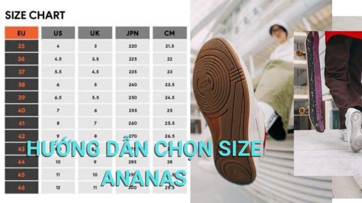 Bảng size giày Ananas chi tiết