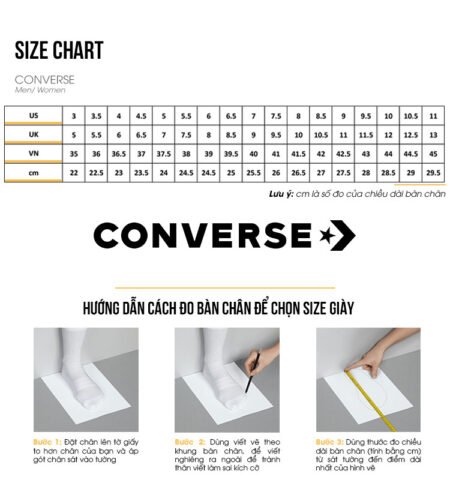 Bảng size giày Converse chính xác giúp bạn chọn đôi giày vừa vặn