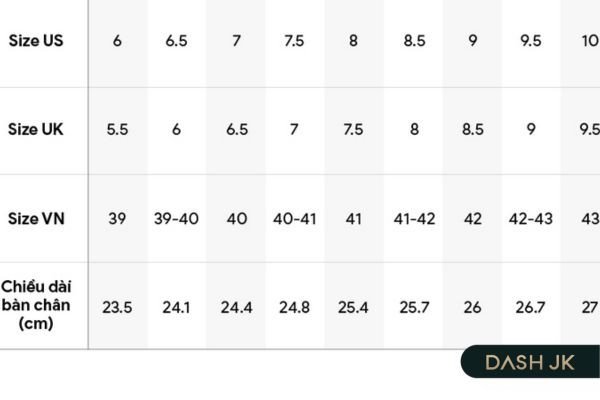 Bảng size giày nam quốc tế cho người có chân 24.5cm đi giày size bao nhiêu là chuẩn.