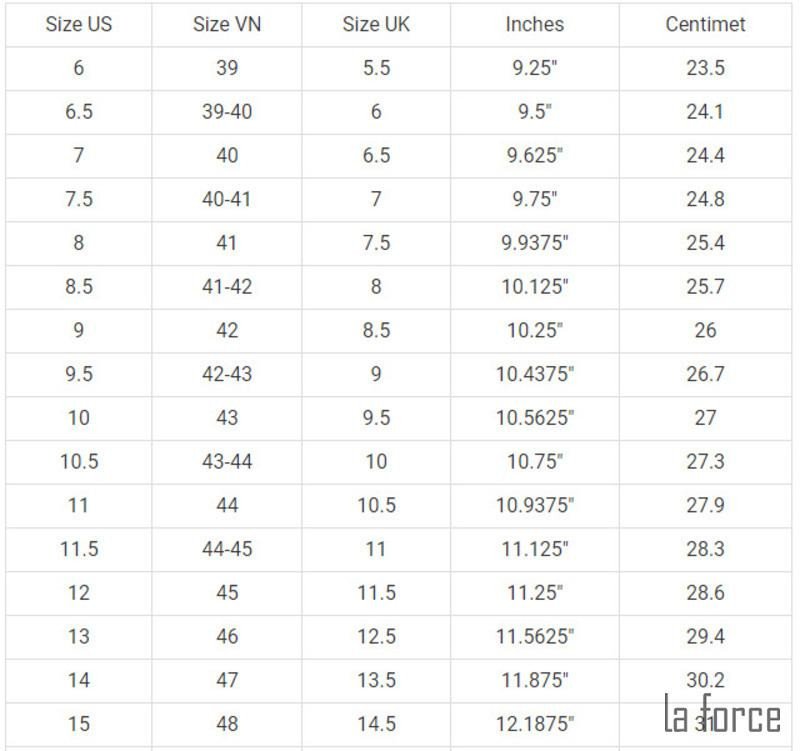 Bảng size giày UK nam tham khảo khi lựa chọn giày thể thao