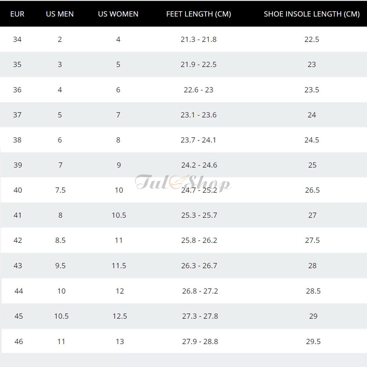 Bảng size giày Xvessel giúp bạn mua sắm tiện lợi