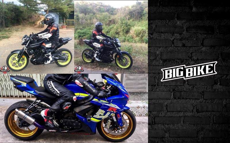 Biker đang mang giày bảo hộ moto sẵn sàng cho hành trình