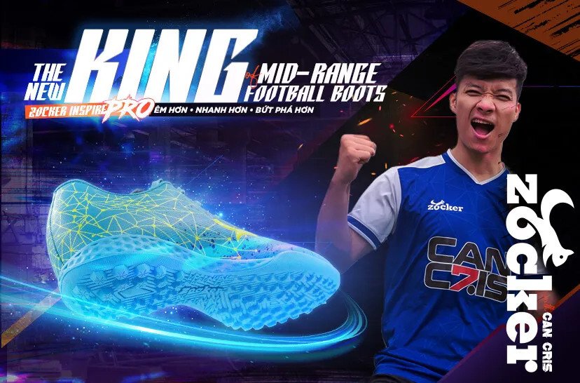 Bộ sưu tập 8 màu sắc năng động của giày bóng đá Zocker Inspire Pro, được giới thiệu bởi cầu thủ Cán Cris