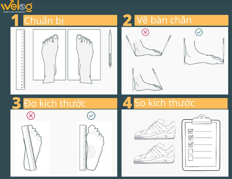 Các bước cơ bản giúp đo kích thước chân để chọn size giày