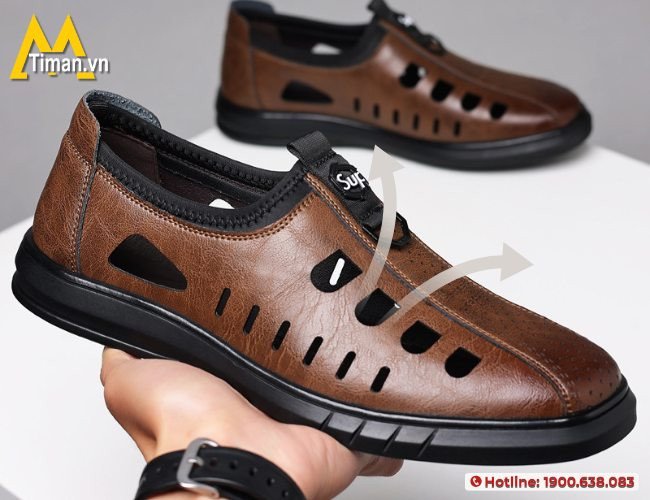 Các loại chất liệu cao cấp dùng để sản xuất giày lười đục lỗ nam, minh họa độ bền và vẻ đẹp