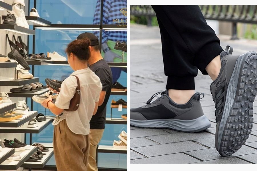 Các mẫu giày sneaker nam trẻ trung, sành điệu được trưng bày tại Shoes Max Đà Nẵng