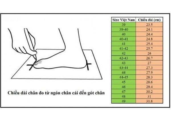 Cách đo size giày nam bằng giấy và thước