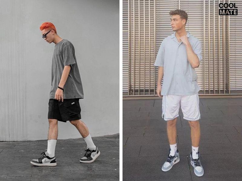 Cách phối đồ với giày Jordan cổ cao nam cùng quần short