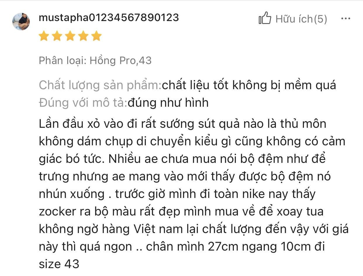 Cảm nhận thực tế của cầu thủ về khả năng hỗ trợ và chống sốc của giày bóng đá Zocker Inspire Pro