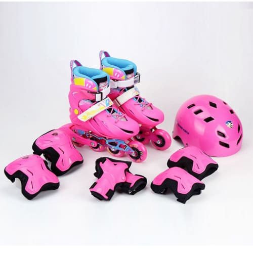 Cận cảnh đôi giày patin Flying Eagle NT Combo màu hồng với thiết kế hiện đại và bền bỉ cho trẻ em