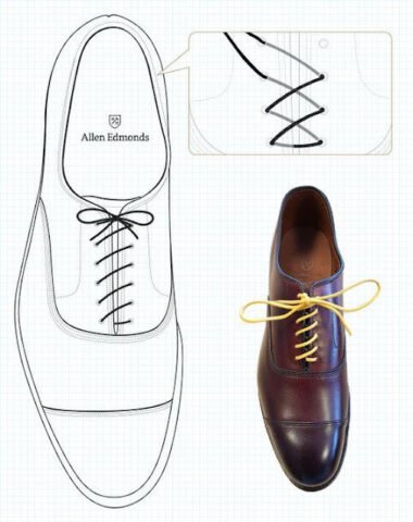 Cận cảnh kiểu buộc dây giày Diagonal trên đôi Oxford cổ điển