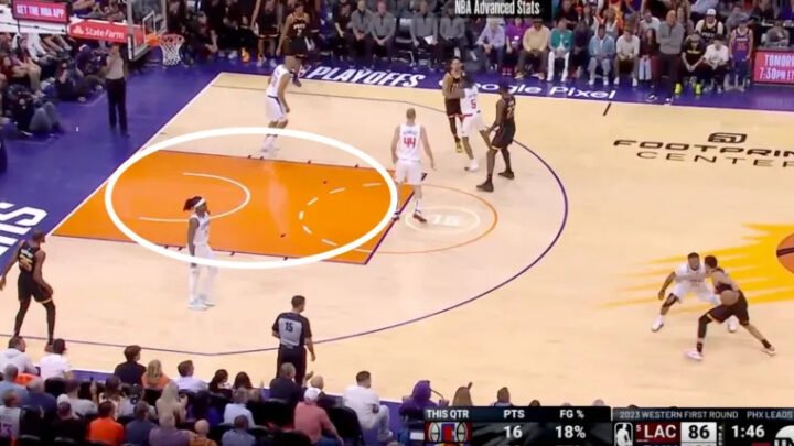 Cầu thủ phòng ngự thực hiện pha bóng tại khu vực dưới bảng rổ