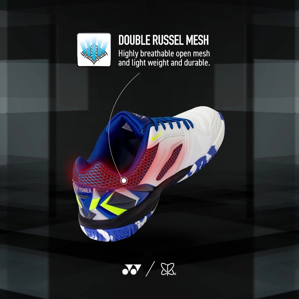 Chi tiết chất liệu Double Russel Mesh mang lại sự thông thoáng cho giày Yonex Cascade Accel