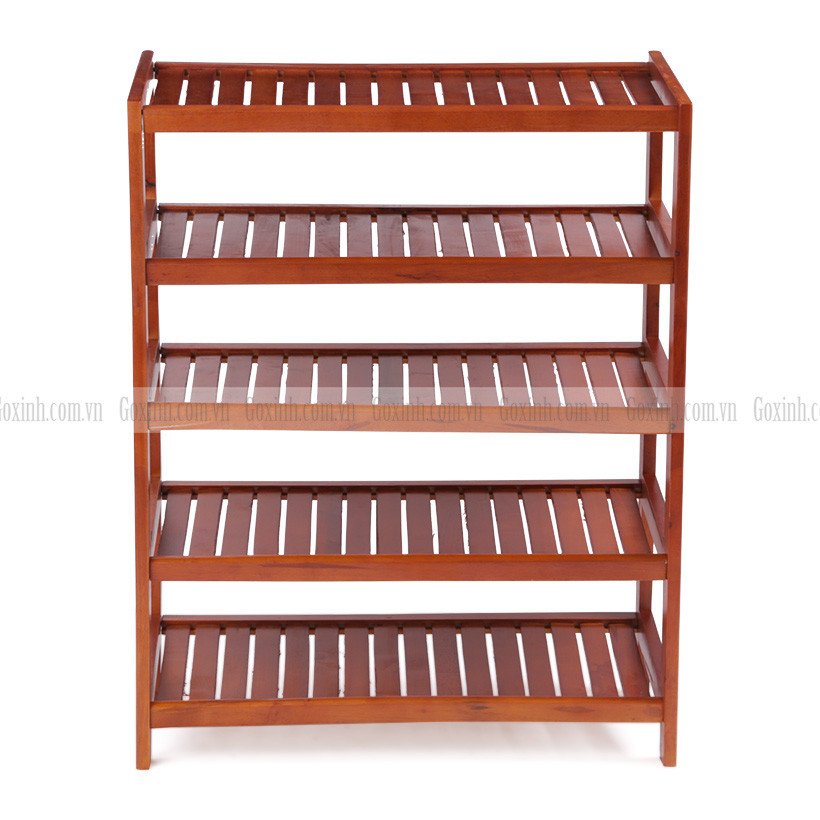 Chi tiết chất liệu gỗ cao su tự nhiên của kệ để giày dép bằng gỗ 5 tầng