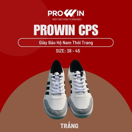 Chi tiết mũi giày lười lao động màu trắng và đế chống trượt