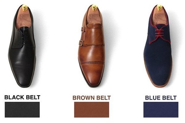 Chọn thắt lưng da đen phù hợp khi phối đồ với giày tây đen