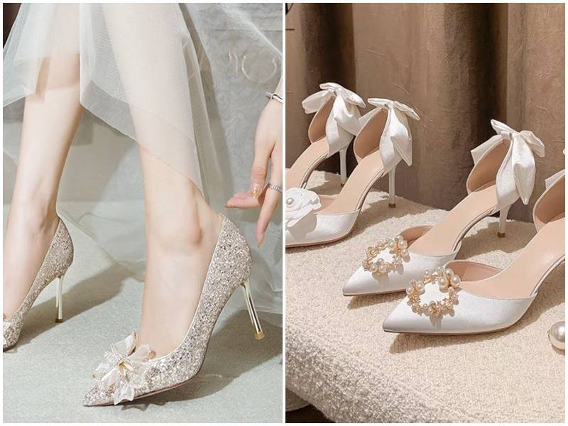 Cô gái mặc áo dài xanh phối sandal đế xuồng đi chụp ảnh