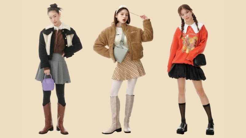 Cô gái phối chân váy xếp ly ngắn đen cùng boots cổ ngắn da cá tính