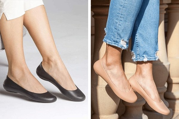 Cô gái với quần short jeans và áo sơ mi trắng phối giày đế bệt màu bạc sang trọng