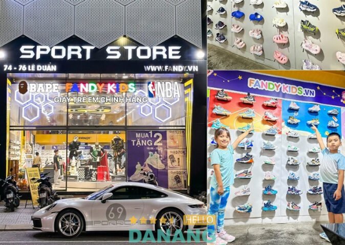 Cửa hàng Fandy Kids với nhiều mẫu giày trẻ em đa dạng, thu hút phụ huynh tìm shop giày trẻ em gần đây tại Đà Nẵng.