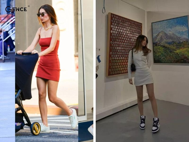 Đầm body sexy phối với giày Jordan nữ tinh tế và sang chảnh