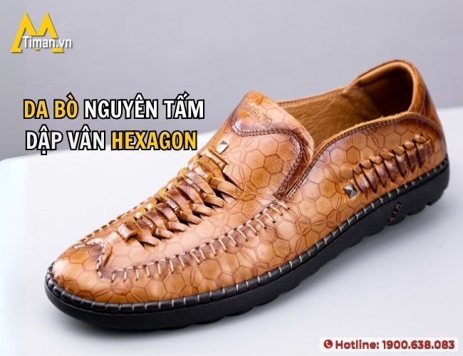 Đánh giá chất lượng da bò thật trên đôi giày lười nam TPHCM