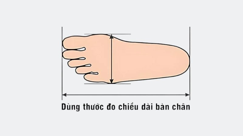 Đặt chân lên giấy, đánh dấu gót chân và đầu ngón chân dài nhất để có chiều dài bàn chân 26cm
