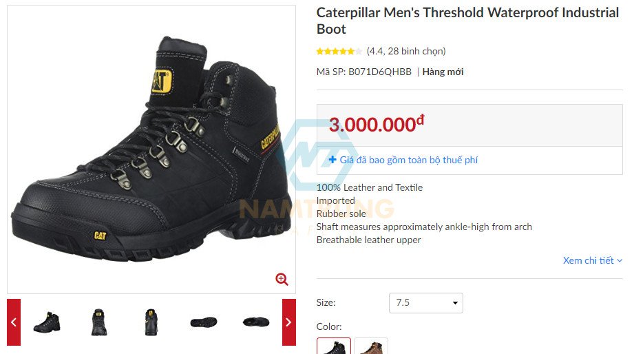 Đế giày bảo hộ Caterpillar chống trượt và chống dầu