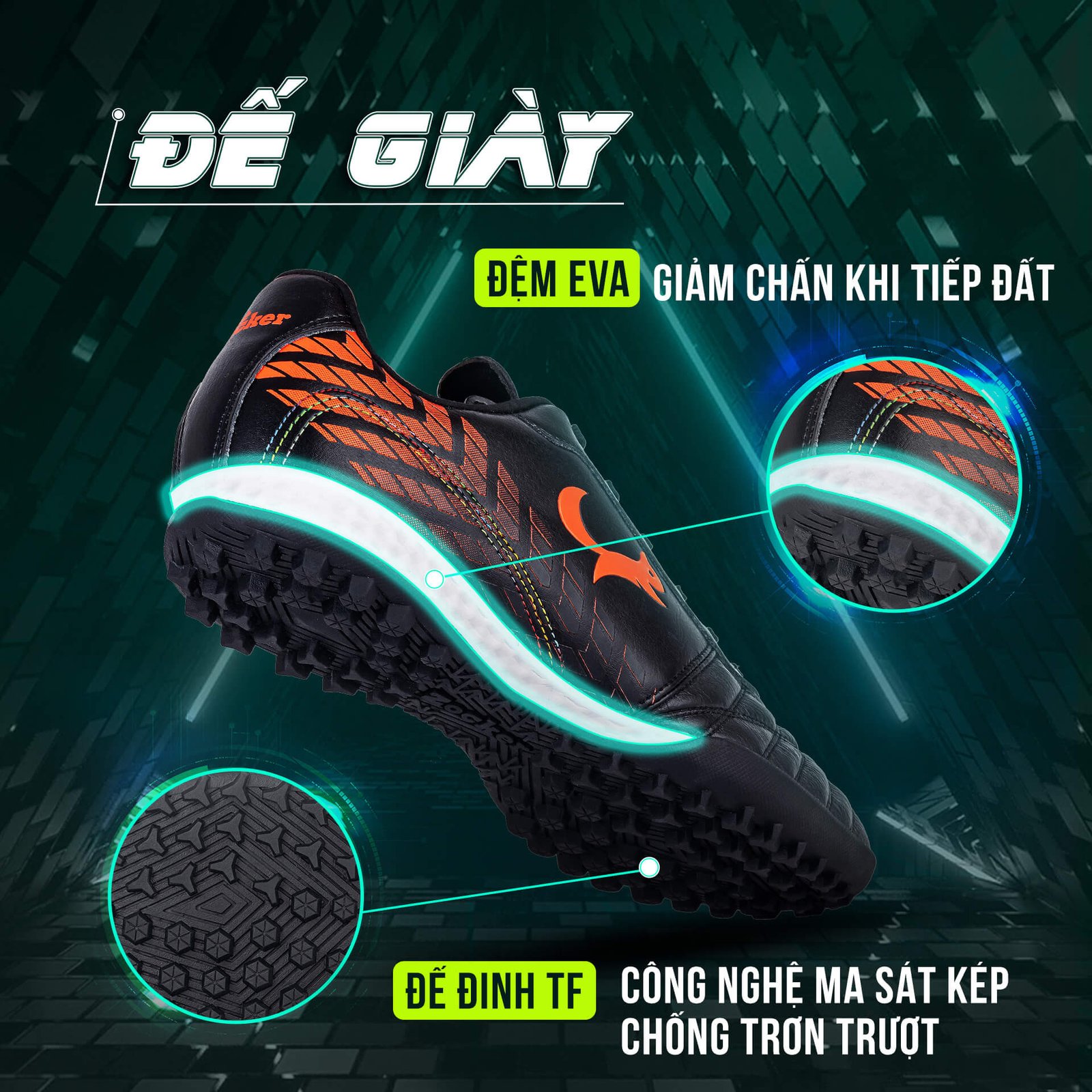 Đế giày đá bóng Zocker Pioneer TF phù hợp sân cỏ nhân tạo