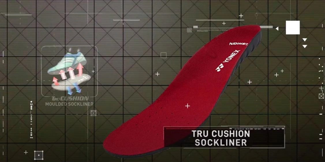 Đế lót TruCushion SOCKLINER mang lại sự êm ái vượt trội cho giày cầu lông Yonex Arma Force