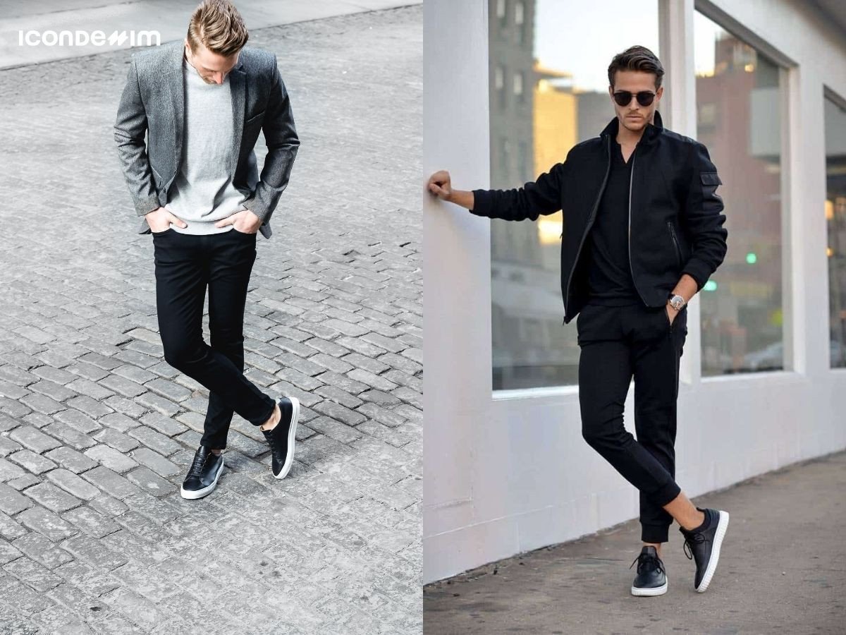 Diện quần âu, giày lười thể thao và áo khoác phong cách