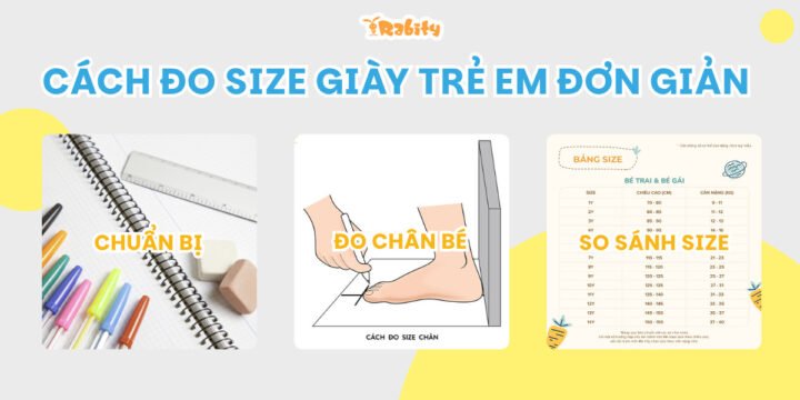 Đôi chân bé nhỏ đang được đo bằng thước dây trên sàn nhà, chuẩn bị cho việc chọn size giày phù hợp