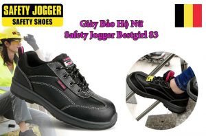 Đôi giày bảo hộ nữ Jogger Bestgirl màu đen và hồng, nhấn mạnh tầm quan trọng của trang bị bảo hộ cá nhân để đảm bảo an toàn cho người lao động tại Cần Thơ.