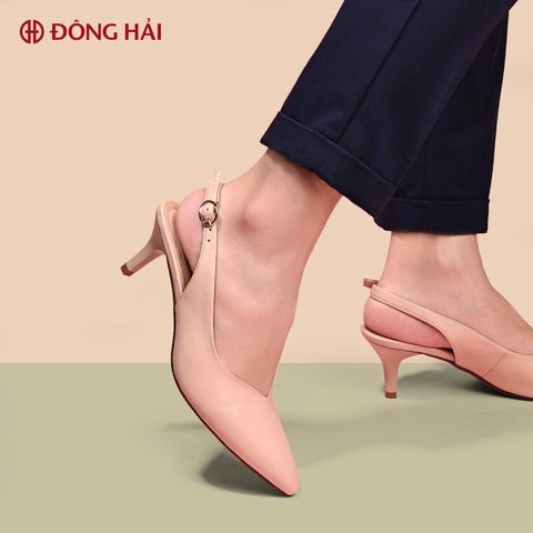 Đôi giày cao gót slingback màu kem 5 phân