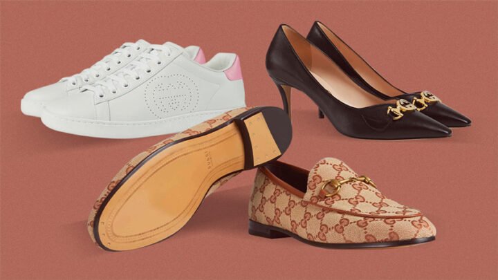 Đôi giày Gucci Ace Embroidered Sneaker màu trắng với hình ong thêu tinh xảo, thể hiện phong cách sang trọng và độc đáo