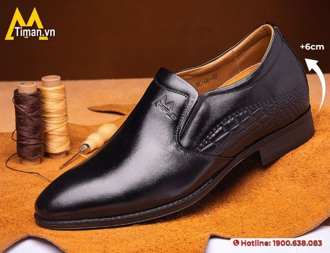 Đôi giày lười độn đế nam làm từ chất liệu da thật cao cấp, sang trọng