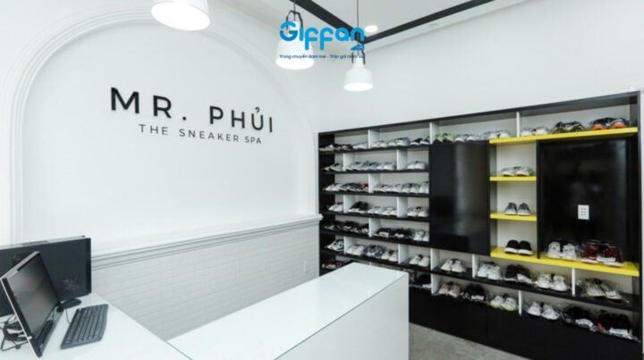 Đôi giày thể thao cũ được làm sạch, phục hồi như mới tại HERAMO