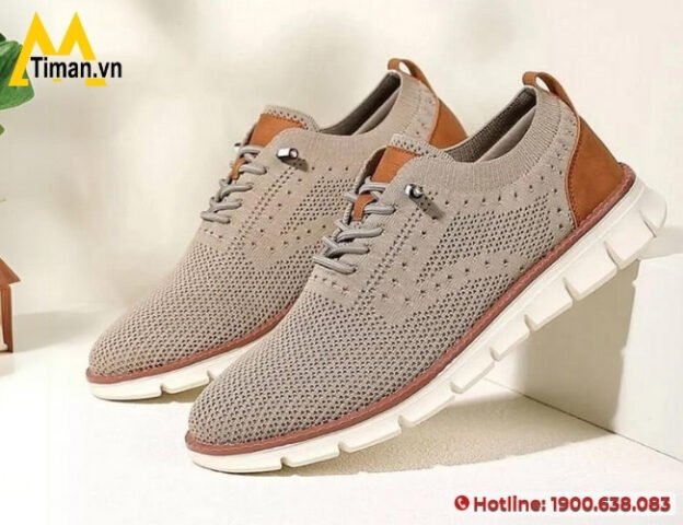 Đôi giày thể thao độn đế nam màu trắng thời thượng phong cách casual