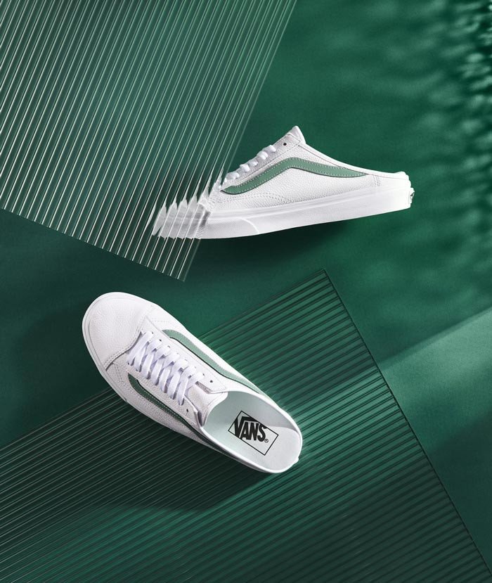 Đôi giày thể thao không gót Vans Old Skool màu trắng xanh nhẹ nhàng