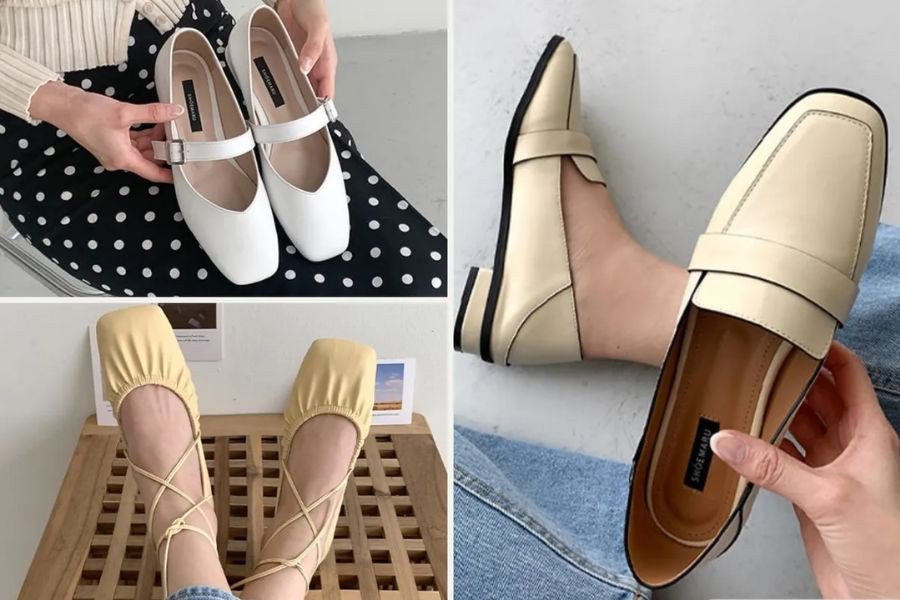 Đôi giày thể thao nữ Shoemaru Hàn Quốc màu xám đen với thiết kế cổ thấp
