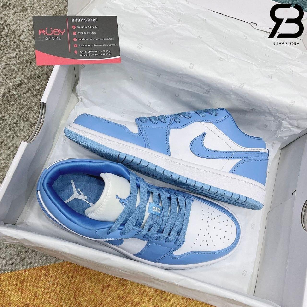 Đôi sneaker Jordan xanh dương cổ thấp mang phong cách trẻ trung năng động