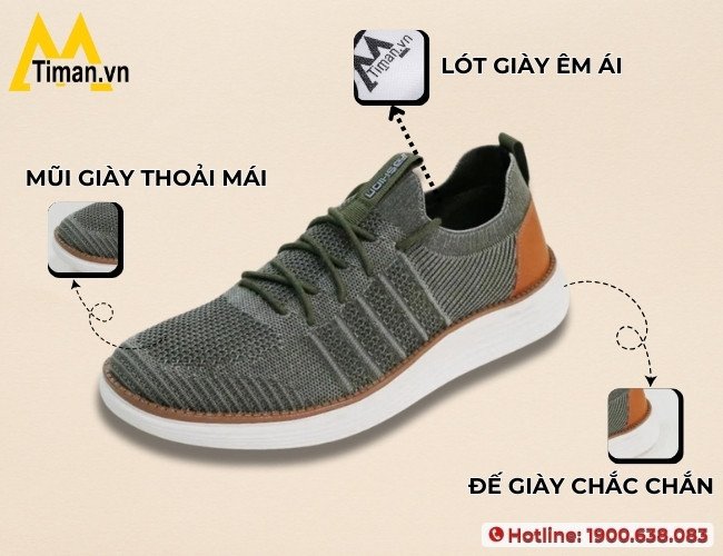 Đường may tỉ mỉ trên giày thể thao chất lượng cao cho người trung niên