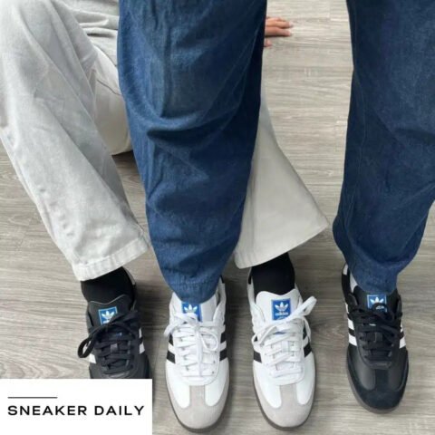Giày Adidas Samba OG màu trắng đen với đế gum cổ điển