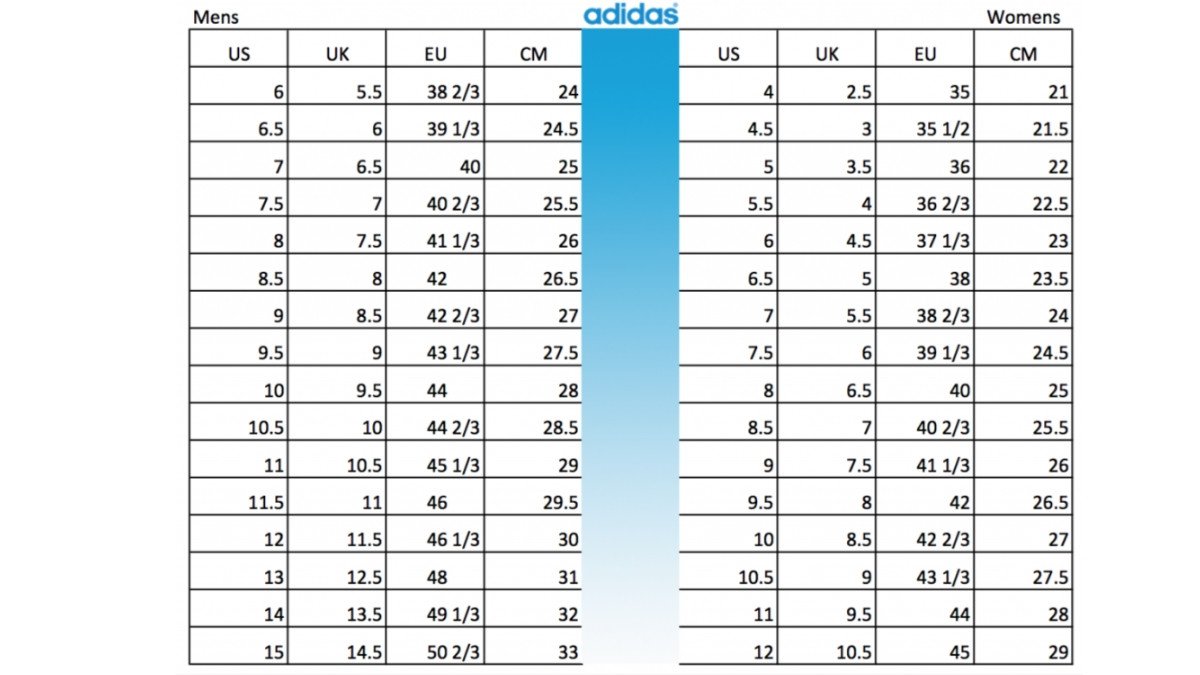 Giày Adidas trắng với sọc xanh lá, ví dụ minh họa size cho chân 25.5cm