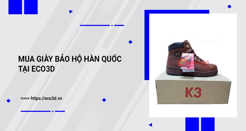 giày bảo hộ K3 với logo thương hiệu trên nền tối