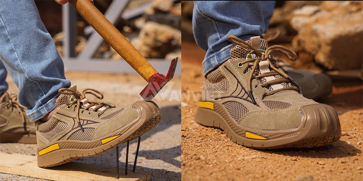 Giày bảo hộ lao động mũi sắt Zboot Z108 màu xám đen, chất liệu cao cấp